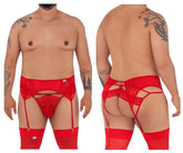 CandyMan 99550X Ensemble jarretière-jockstrap en dentelle Couleur Rouge